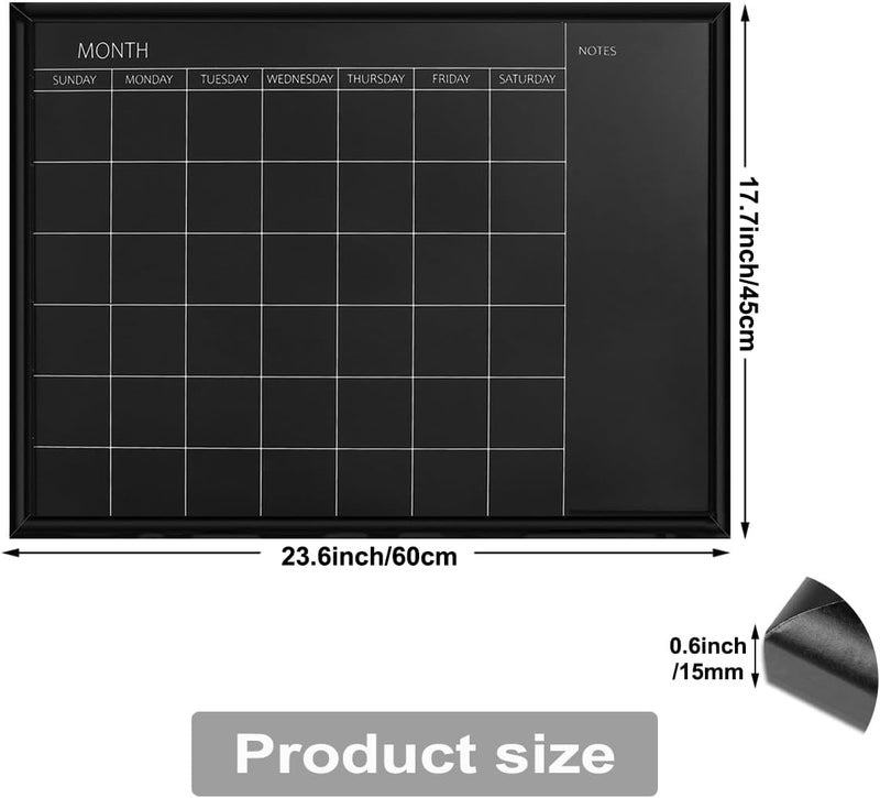 TORASO Calendar Chalkboard, 17.7 x 23.6 inches, Magnetic Surface Black Frame Chalk Board for Planning,School Timetable Memo, Hanging Board for Office, School and Home(YLHB-BK-4560) - Image 2